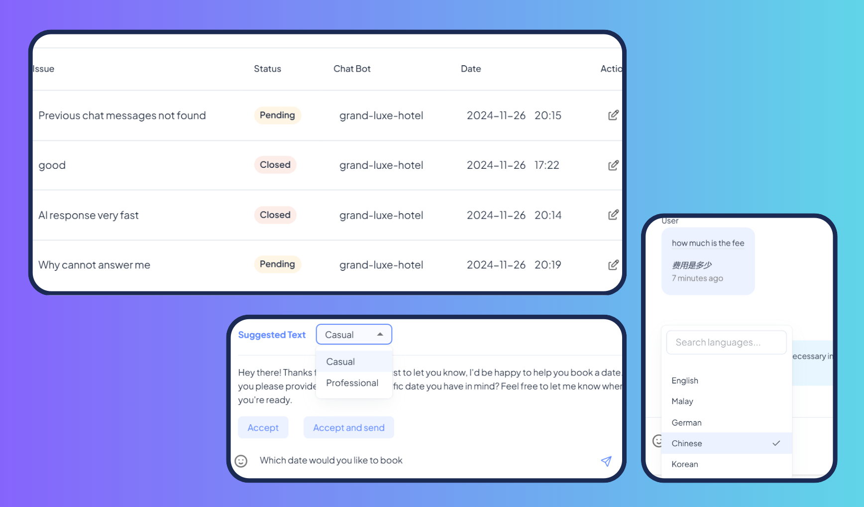 AI Assistant Dashboard Interface